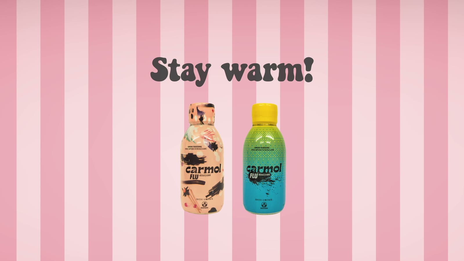 The two Carmol Flu limited-edition bottles from the winter 2019-20 season.