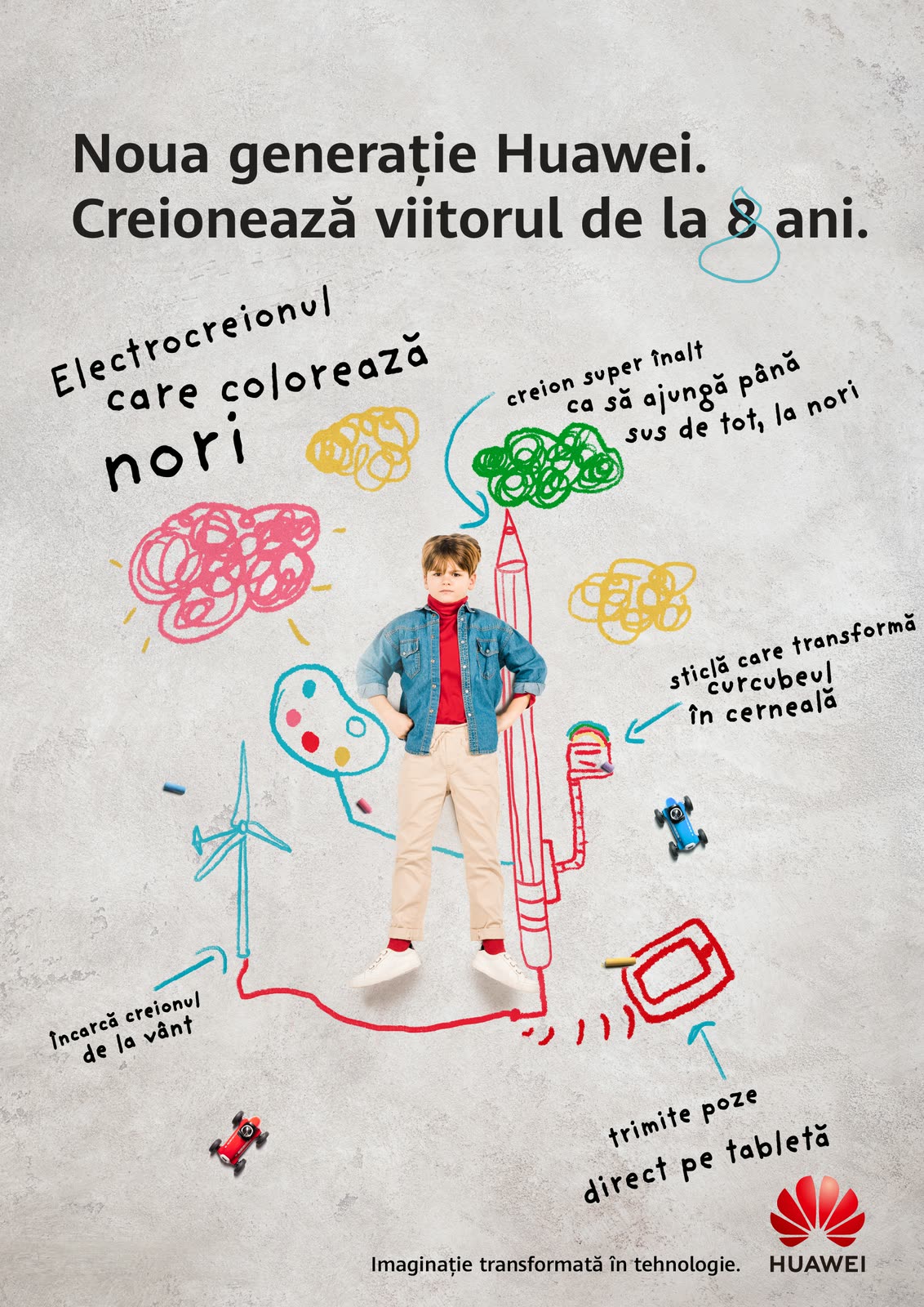 Key visual: an electric pencil that colours in the clouds, dreamed up at eight.