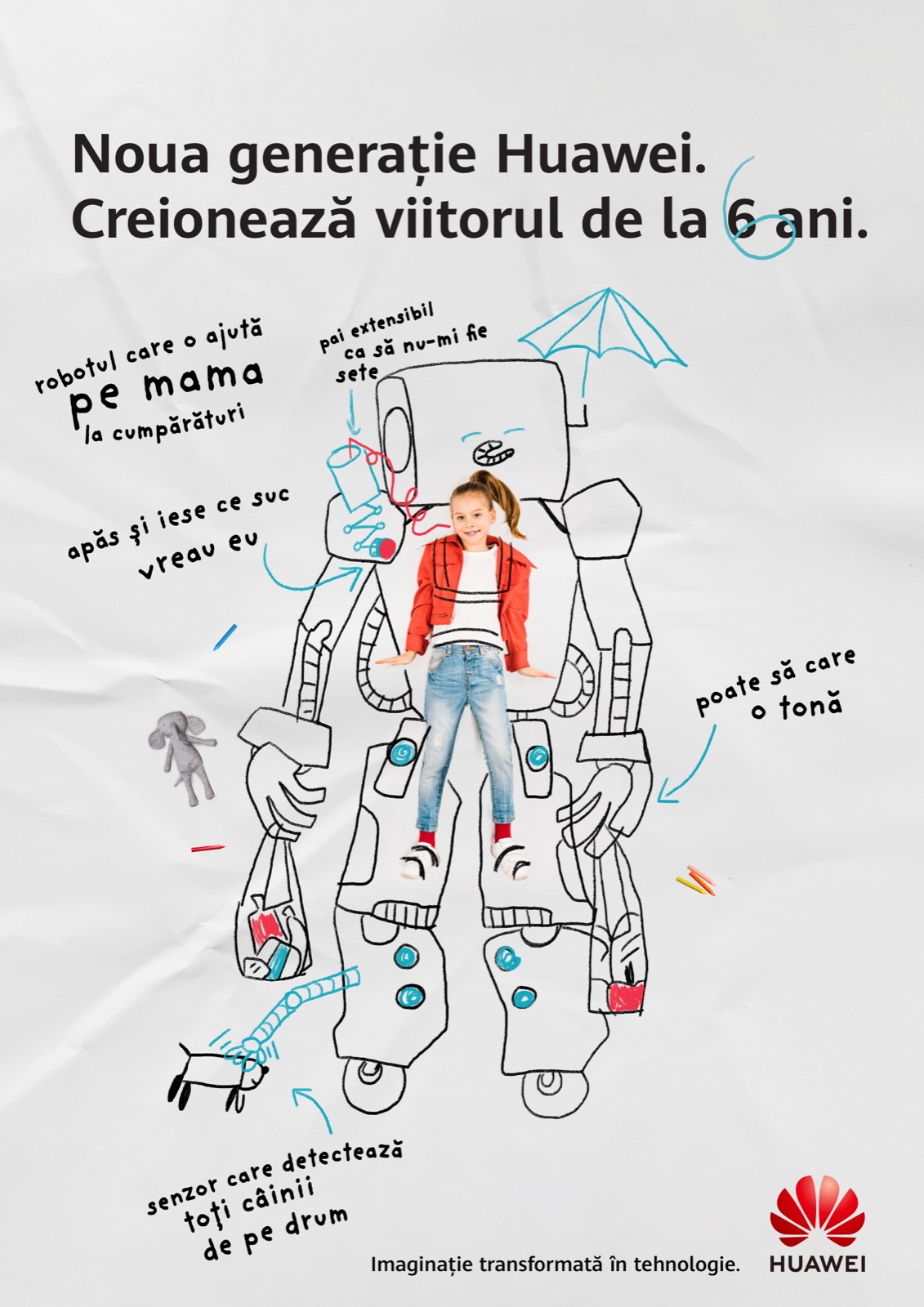 Key visual: a robot that helps mum with the shopping, dreamed up at six.